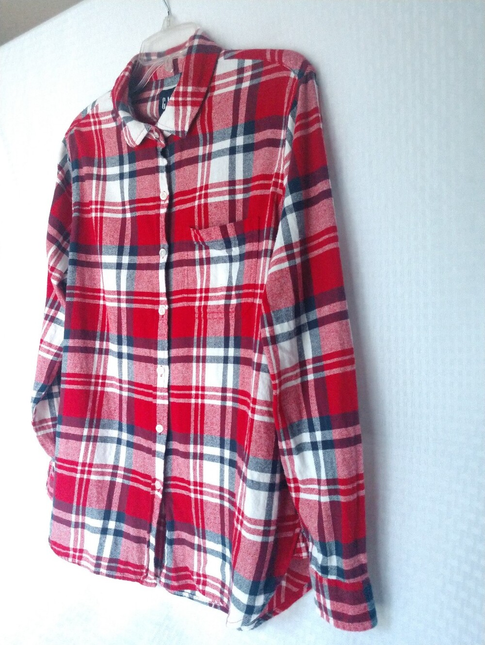 Women's Flannel Shirt GAP Red White Blue Plaid Size Large Chest 42" - Picture 10 of 10